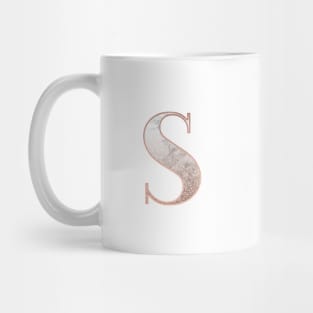 Monogram rose gold glitter marble S Mug